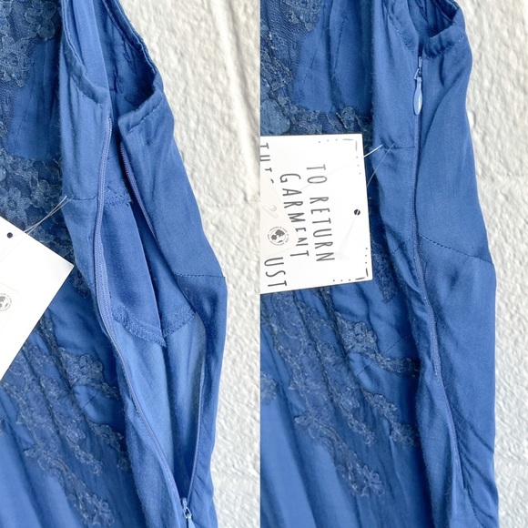 NWT Free People X Brenda Knight Lace Maxi Slip Dress - Royal Blue - Picture 13 of 16